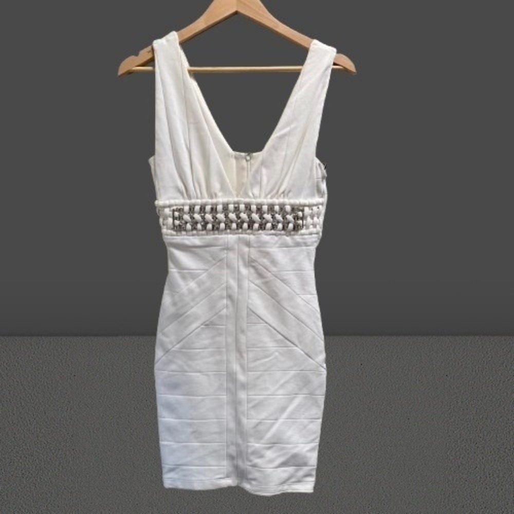 NEW Sky Women's Bodycon Rhinestone Mini Dress White Medium